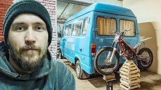 Interior removal for a new motorhome. Motorcycle mount. Mercedes 308D T1
