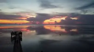 Crystal Beach selfie then pier flyover into sunset
