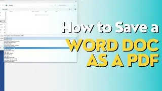 How to Save a Word Document as a PDF