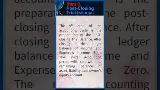Accounting Cycle | Step 9 | Post Closing Trial Balance