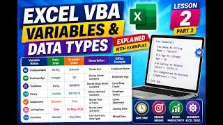 Excel VBA Variables & Data Types Explained | String, Integer, Long, Double, Boolean | Lesson 2
