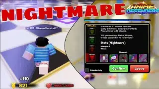 Solo Hall Of Mirrors NightMare Mode In Anime Defenders