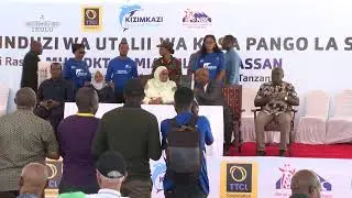MHE. RAIS DKT. SAMIA AKIWEKA JIWE LA MSINGI MRADI WA KASA  SALAAM-CAVE KIZIMKAZI DIMBANI
