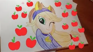 Как нарисовать портрет Эпплджек девушки эквестрии