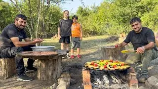 Fried Vegetable Recipe | Cutlet A Traditional Flat Meatballs | Cooking On Stone In Village
