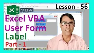 Excel VBA User form part - 1 | Excel VBA lesson 56 | Create Label in vba user form