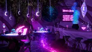 Witchy Night Cafe 🌙 Cauldron Sounds, Crackling, Mystical Witchy Night Ambience