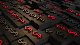 3D rendered Dollar Symbols on Boxes Moving Up and Down Free