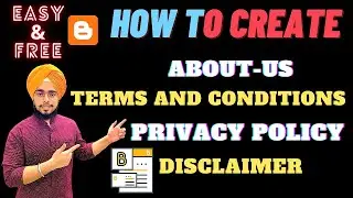 How To Create Pages In Blogger | Create About-us, Privacy policy, Disclaimer, Terms And Conditions