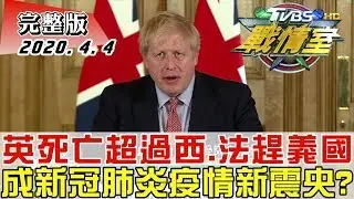【完整版中集】英國死亡人數超過西、法趕義大利 成新冠肺炎疫情新震央? TVBS戰情室 決戰新政局 20200404