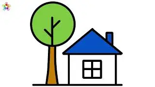 How to Draw A House From Shapes.Very Easy step by step House drawing. Learn to draw shapes for kids.