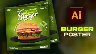 Illustrator CC Tutorial | Graphic Design |Fast Food Poster. Advertising Poster Design 🍔.