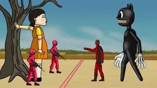 Squid Game Vs Cartoon Cat, Deadpool | Squid Game Animation | 어몽어스 오징어 게임