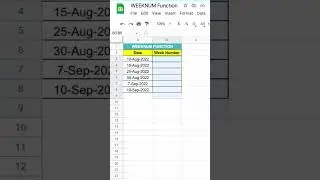 1 Minute Google Sheets | Week Number Function in Google Sheets | WEEKNUM Function in Google Sheets