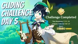Genshin Impact: Gliding Challenge Day 5: Cloudy View (Gold)