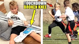 TOUCHDOWN AND BROKEN KNEE AT FIRST FLAG FOOTBALL GAME! 🏈