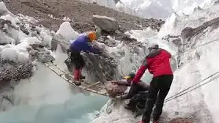 Cross small bridge on the way of k2 base camp trek   Would you like cross