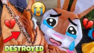 Wind Destroyed Giant Inflatable Bunny - How To Fix Torn Blow Up Easy -  Easter 2021