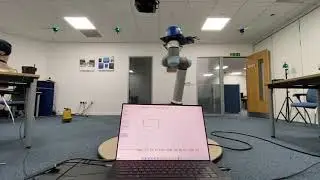 Indoor Positioning system testing using a Universal Robots UR5e robotic arm.