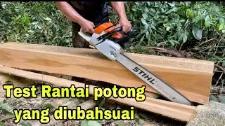 Belah kayu dengan  Rantai potong Oregon yg di ubahsuai jadi Rantai belah#Chainsaw#Stihl ms382#Review