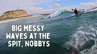 Big Messy Waves at the Spit Break - Surfski Paddle