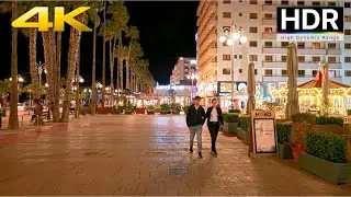Night Walk in Finikoudes Beach Larnaca, Cyprus【4K HDR】