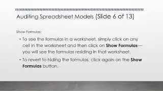 Auditing SpreadSheet Models