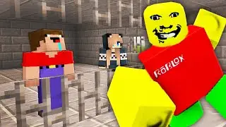 НУБ И ДЕВУШКА ПРО ПОПАЛИ В ТЮРЬМУ СТРАННЫЙ ПАПА РОБЛОКС В МАЙНКРАФТ ПОБЕГ ИЗ ТЮРЬМЫ