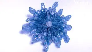 How To Make A Ribbon Snowflake For Hair Design - Blue Sparkling Snowflake DIY