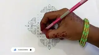 #latest Easy Beautiful butterfly 🦋 Muggulu Creative Rangoli design with 17*1  Dots - அழகான கோலம்