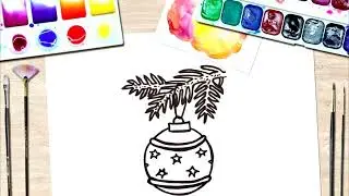 CHRISTMAS TREE DECORATION. Let's draw together! How to draw a Christmas toy