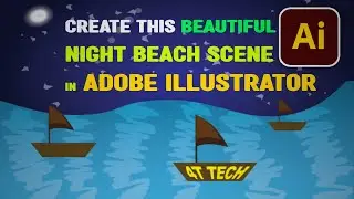 Make Night River Scene in Adobe Illustrator | Night Cool Looking Scene | Cartoon Scene | River Scene