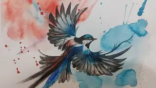 Bird Watercolor Painting for Beginners  / Relaxing Art Tutorial / DIY Painting and Drawing💫🎨