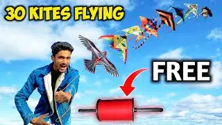 Flying 30 Kites At Once - Longest Kite Train || Manja Giveaway 2024 || Mono Kite Giveaway