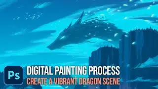 Dragon Landscape Concept Art - Digital Painting Process