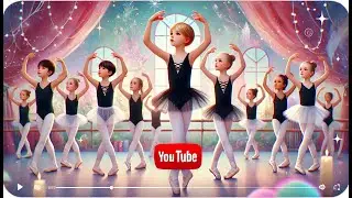 Ballet. An Amazing Group of Little Girl Ballerinas  Performance on Stage.  Princess Ballet.