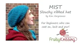 Mist Slouchy Ribbed Hat by Kim Hargreaves