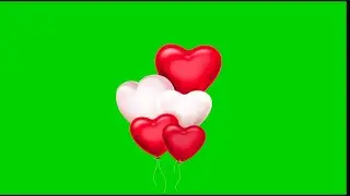 Animated party heart shaped balloons-Free Green Screen