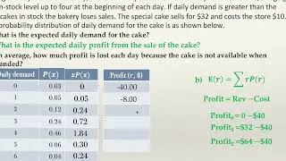 The Expected value of a Discrete Probability Distribution (The Bakery Problem)