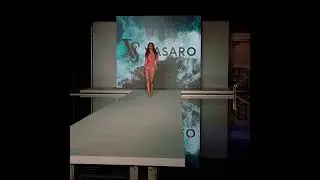 Model Dorimi Pineda at Miami Swim Week 2023 wearing Vasaro's Coral Cut Out 1 Piece Bikini