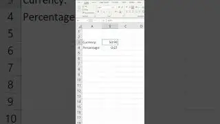 Keyboard Shortcuts for Currency and Percentage Formats in Excel 