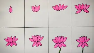 Lotus flower drawing | How to draw lotus flower
