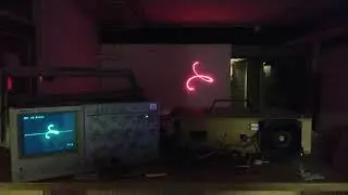 Oscilloscope Music on a DIY laser projector at Hackerspace TDvenlo