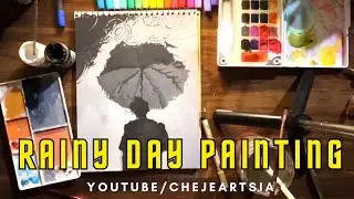 Rainy Day Painting - How to paint rainy day | Acrylic Painting - How to paint #paintingtricks