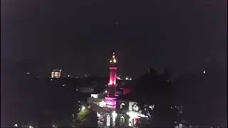 Warna warni lampu menara masjid klebengan jogja