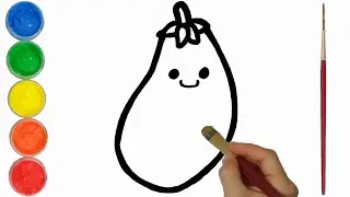 Eggplant Drawing, Painting, Coloring for Kids and Toddlers | Learn Vegetables