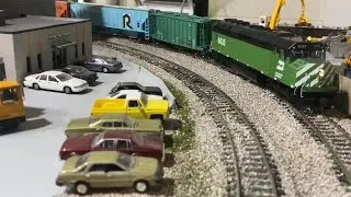 Burlington Northern F45 Leads A Long Freight