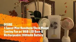OCUBE Lightweight Portable Fan with RGB LED Base