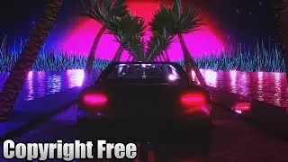 Synthwave Trees Road Loop Stock Video/Animated Background