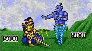 5000 Crusaders vs 5000 Genies - Heroes of Might and Magic 2 AI Battle